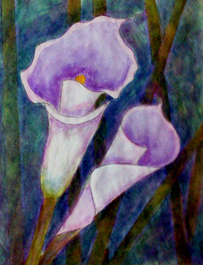 Watercolor Painting - Lilium calas by Madalena Lobao-Tello