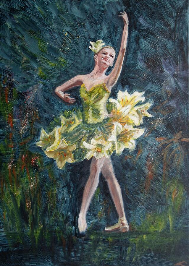Ballerina Painting - Lillerina by Elena Sokolova