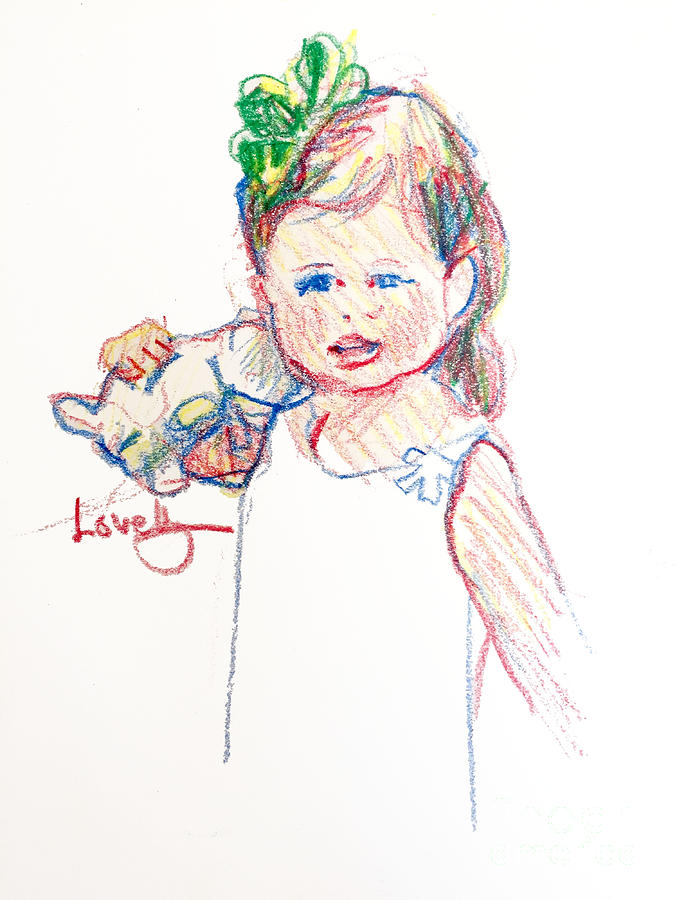 Lillian with her Bunny Painting by Candace Lovely