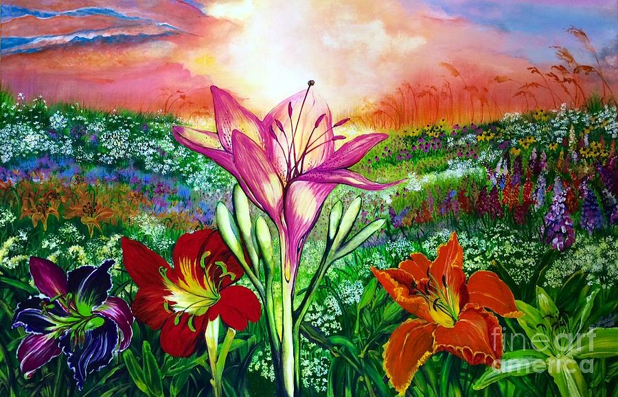 Fantasy Painting - Lillies of the field by Laurel Adams