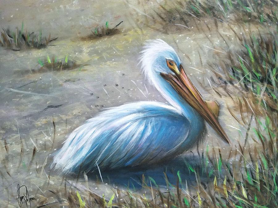 White Pelican Painting by Larry Palmer