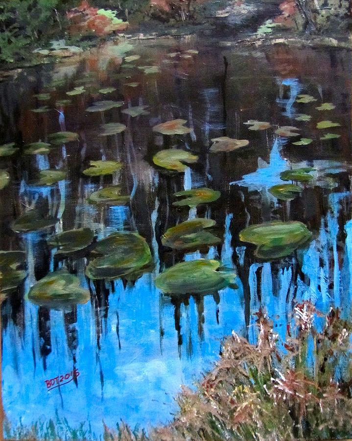 Lilly Pads and Reflections Painting by Barbara OToole