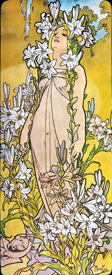 Lily Painting by Alphonse Mucha
