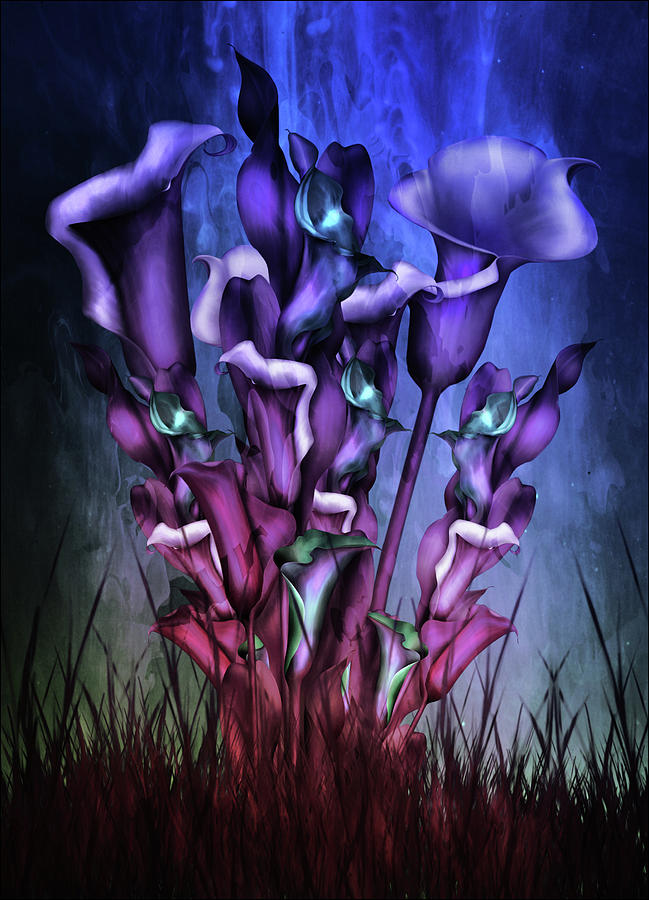 Flower Mixed Media - Lily Fantasy By Night by Georgiana Romanovna