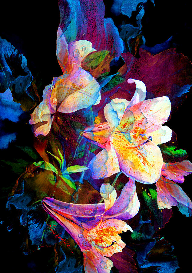 Lily Fiesta Garden Painting by Hanne Lore Koehler