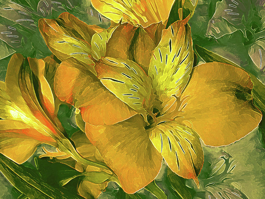 Lily In North Light Yellow Mixed Media