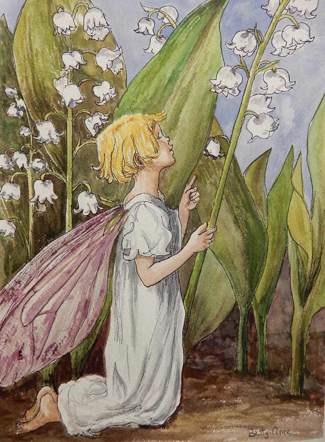 Lily of the Valley Fairy After Cicely Mary Barker Painting by Betty-Anne McDonald