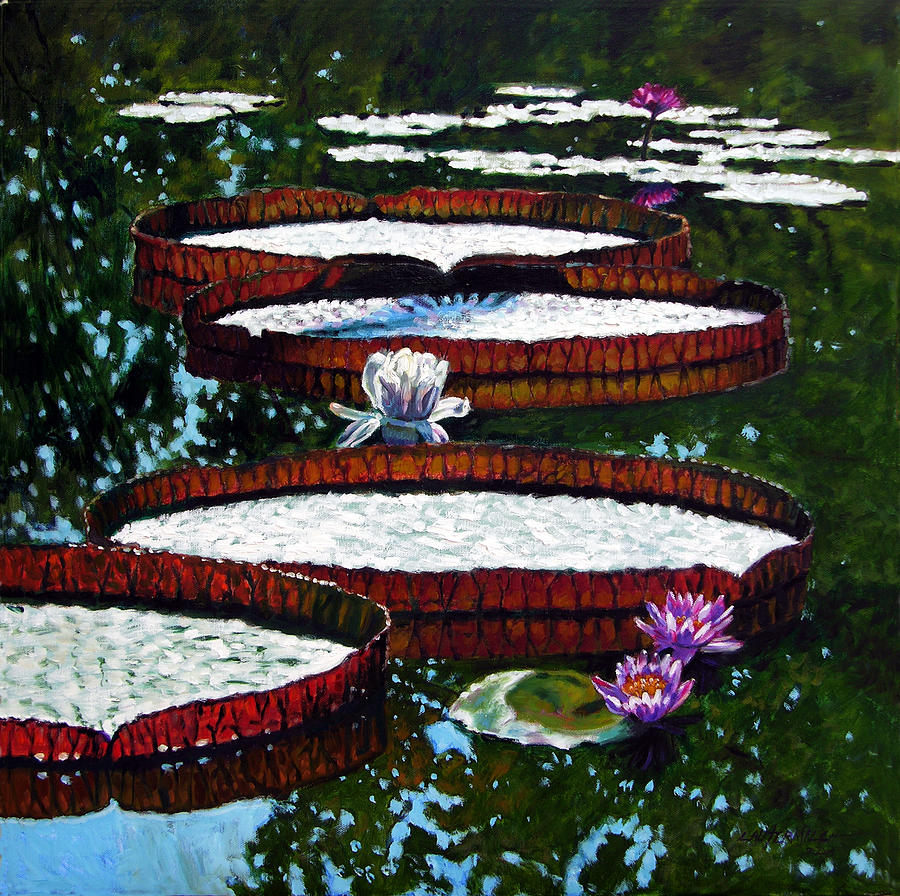 Lily Pad Highlights Painting by John Lautermilch