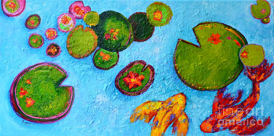 Lily Pads Waterlilies Pond Modern Impressionist Landscape painting palette knife work Painting by Patricia Awapara