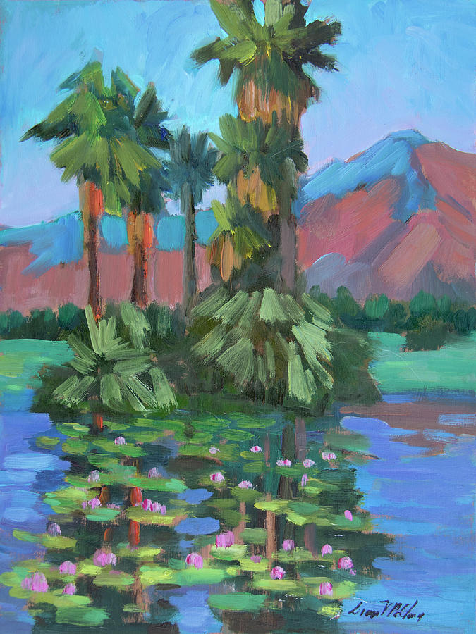 Desert Painting - Lily Pond at La Quinta Estates by Diane McClary