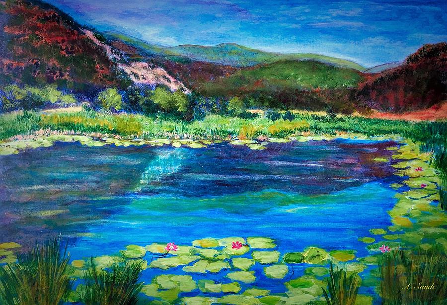 Lily pond Colorado Painting by Anne Sands
