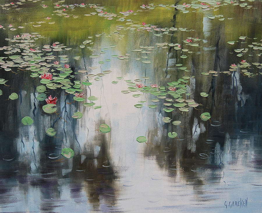 Lily Pond Painting - lily Pond by Graham Gercken Lily Pond Painting - lily Pond by Graham Gercken