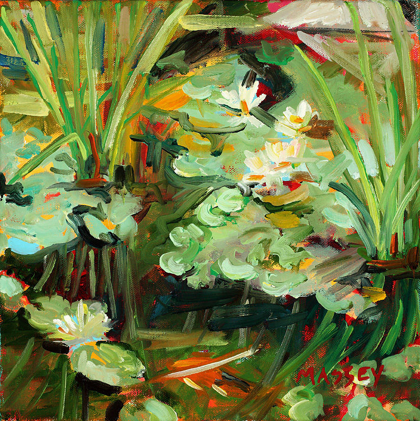 Lily Pond Painting - Lily Ponderings by Marie Massey