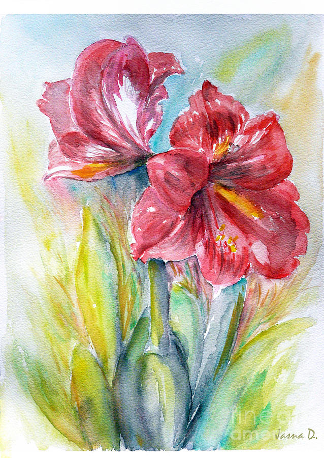 Lily Red Painting by Jasna Dragun