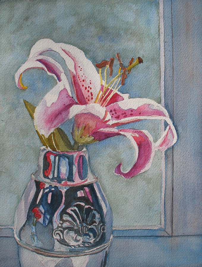 Lily Painting - Lily with Carnations by Jenny Armitage