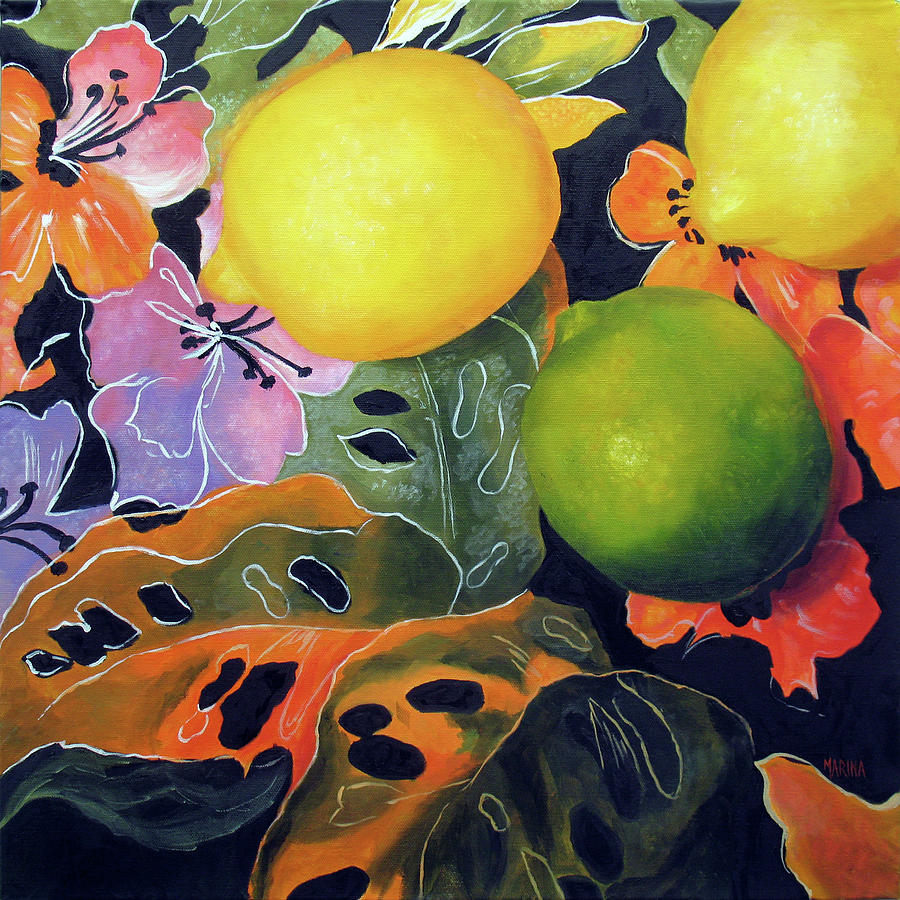 Lime And Lemons Painting by Marina Petro