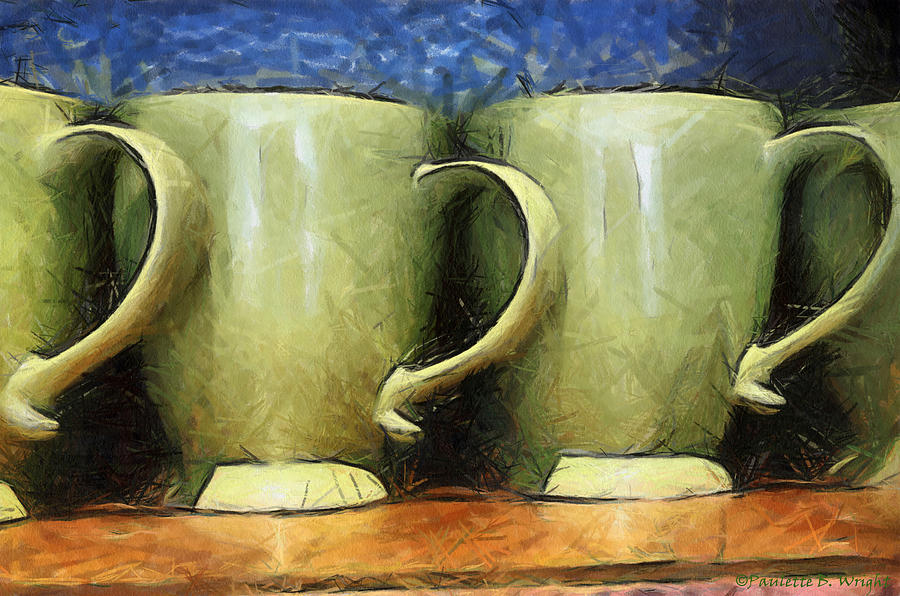 Lime Green Cups Digital Art by Paulette B Wright