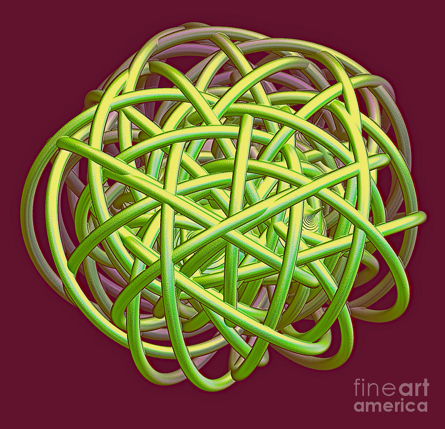 Lime Green Rope Ball Digital Art by Linda Phelps