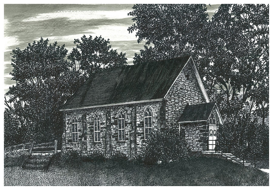 Limehouse United Church, Limehouse, Ontario, Canada Drawing by Jonathan Baldock