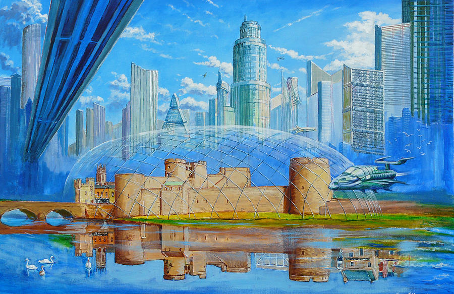 Castle Painting - Limerick Future past by TOMAS OMaoldomhnaigh
