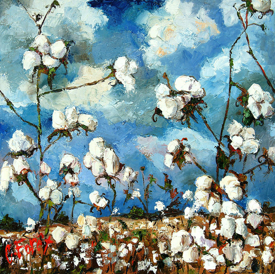 Nature Painting - Limestone County Cotton by Carole Foret