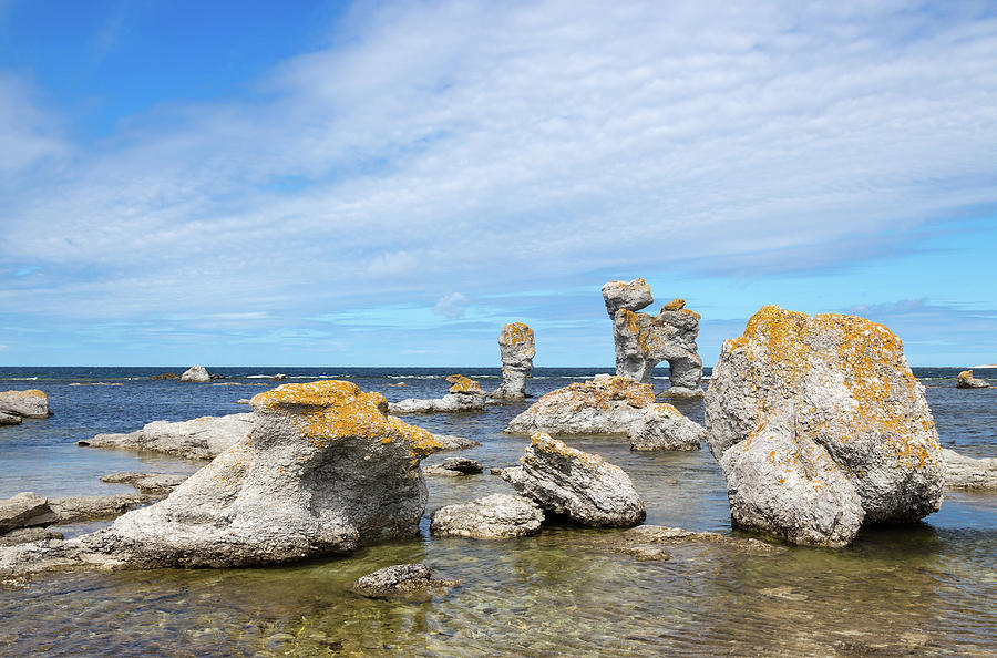 Nature Photograph - Limestone formations on the Swedish coastline by GoodMood Art