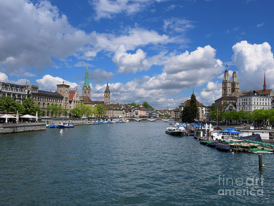 Limmat River and the Old Town of Zurich Switzerland Photograph by Louise Heusinkveld