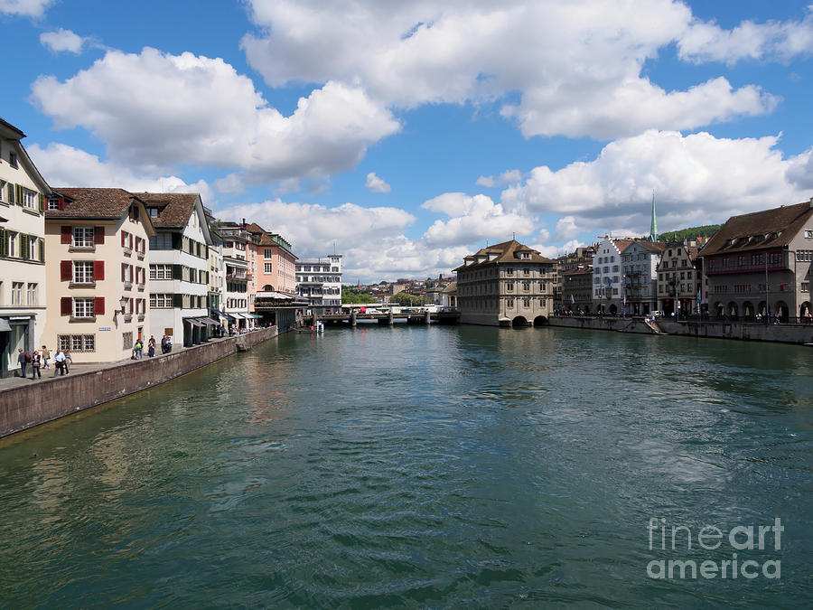 Limmatquai Photograph - Limmat River crosses the Altstadt in Zurich Switzerland by Louise Heusinkveld