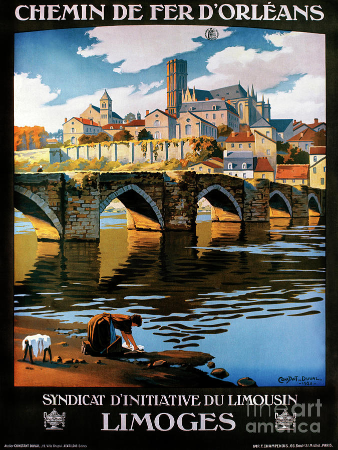 Limoges, French Travel Poster Painting by Pablo Romero