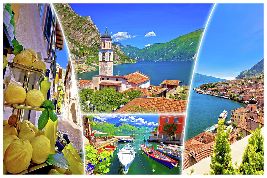 Limone sul Garda collage tourist destination postcard Photograph by Brch Photography