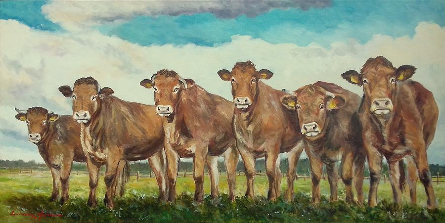 Cow Painting - Limousine Cows by Luke Karcz