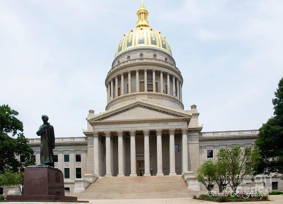 Lincoln and West Virginia Capitol Photograph by Thomas R Fletcher