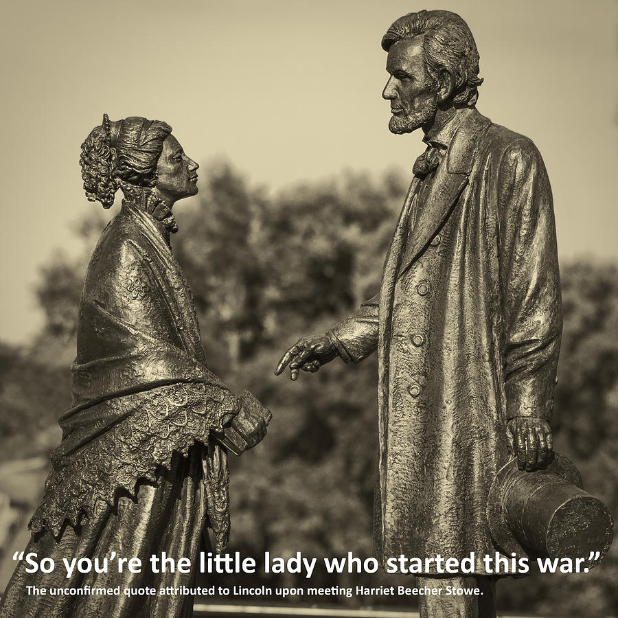 Lincoln Meets Stowe Sculpture with Quote Photograph by Phil Cardamone