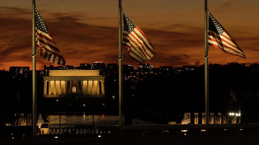 Lincoln Memorial American Flags Washington DC Photograph by Lawrence S Richardson Jr