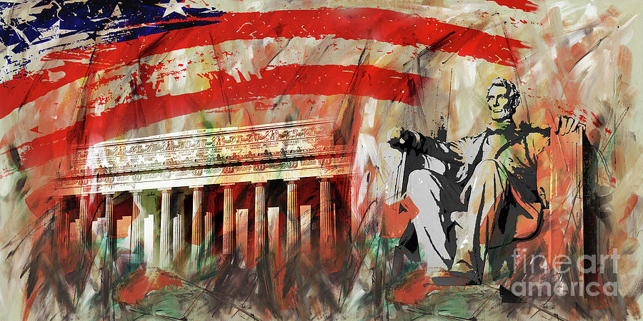 Lincoln Memorial and Lincoln statue Painting by Gull G