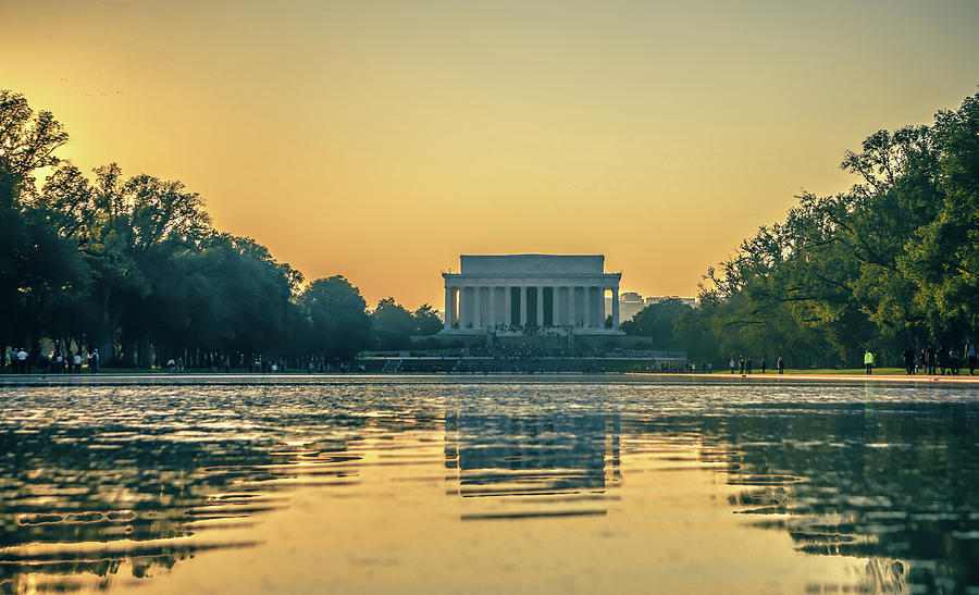 Lincoln Memorial Landmark At Sunset In Washington Dc Photograph by Alex Grichenko