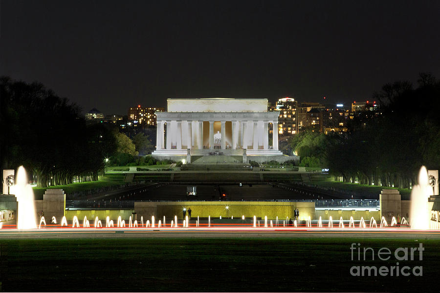 Lincoln Memorial Overlooking World War II Memorial Photograph by Karen Jorstad