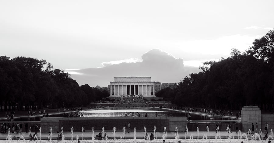 Lincoln Memorial Sunset In Black and White Photograph by Greg and Chrystal Mimbs