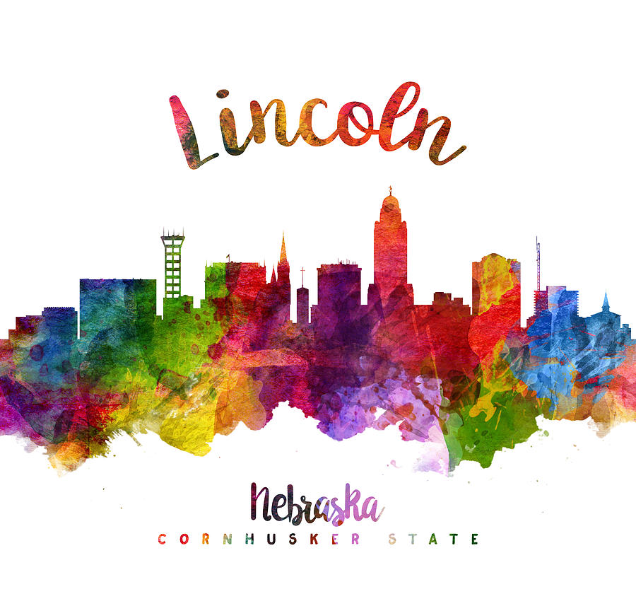 Lincoln Skyline Painting - Lincoln Nebraska Skyline 23 by Aged Pixel