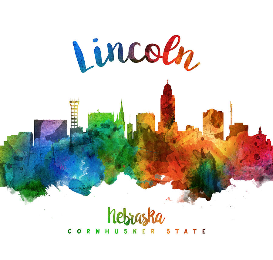 Lincoln Skyline Painting - Lincoln Nebraska Skyline 25 by Aged Pixel