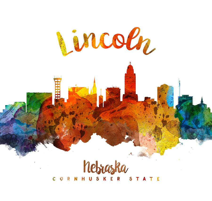 Lincoln Skyline Painting - Lincoln Nebraska Skyline 26 by Aged Pixel