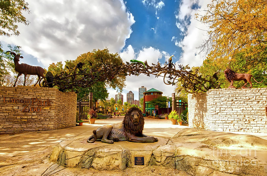 Lincoln park zoo  east entrance  fall  Photograph by Tom Jelen
