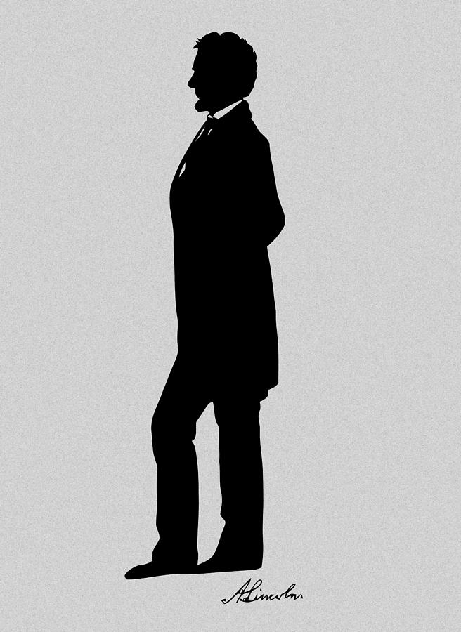 Abraham Lincoln Digital Art - Lincoln Silhouette and Signature by War Is Hell Store