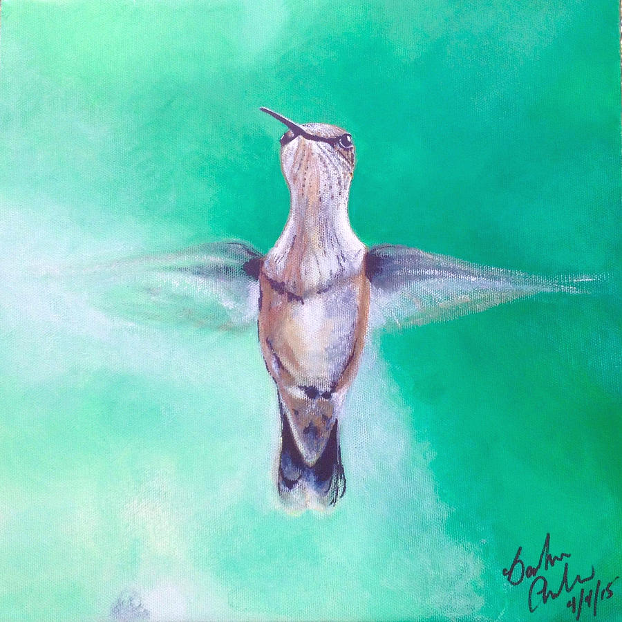 Linda the Hummingbird Painting by Barbara Andrews