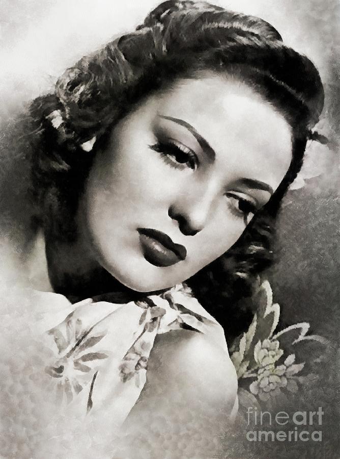 Hollywood Painting - Linda Darnell, Vintage Actress by Esoterica Art Agency