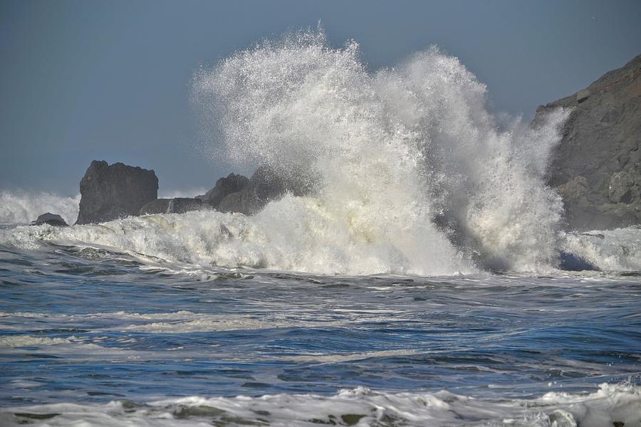 Linda Mar Beach - Big Waves Photograph by Dean Ferreira