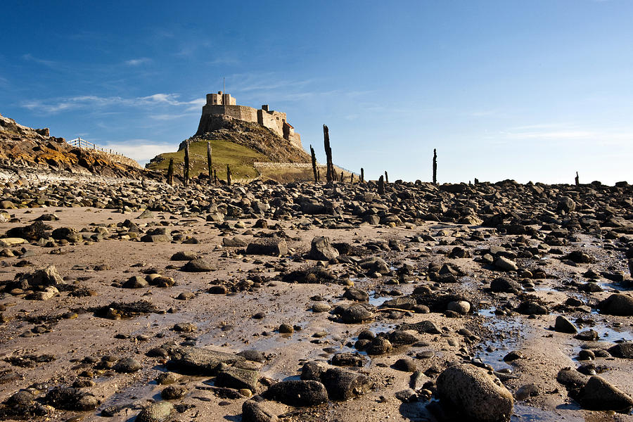 Castle Photograph - Lindisfarne Castle at low tide. by John Paul Cullen
