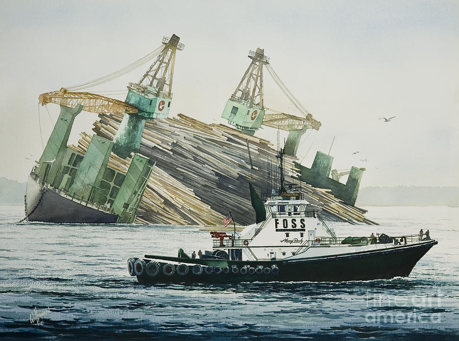 LINDSEY FOSS Barge Assist Painting by James Williamson