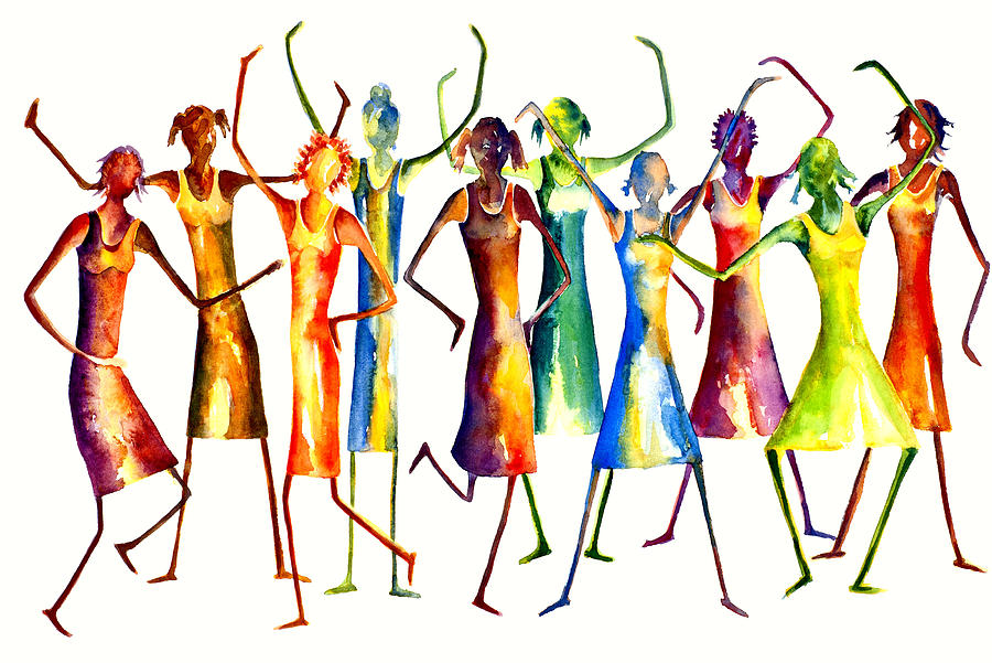 Line Dance Painting by Karen Ann