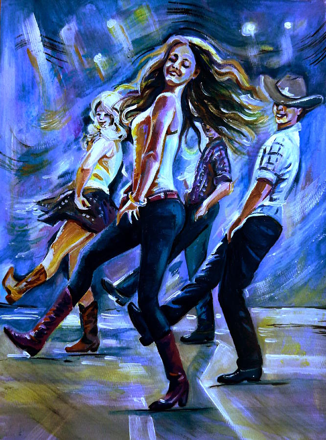 Line dancing Fun Painting by Anna Duyunova